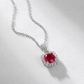 wholesale S925 Silver Cross-Border Exclusive Minimalist Geometric Lab-Created Ruby Necklace, Luxury Fashion Moissanite Pendant Custom Wholesale-0-1