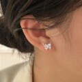 wholesale S925 sterling silver stone-inlaid butterfly earrings for women, new Korean-style fashion minimalist earrings-0-1