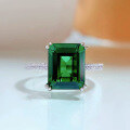 wholesale S925 silver new retro rectangular cabochon 8*10 green zirconia high-carbon diamond women's ring-0-1