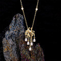 925 Sterling Silver Lace Firework Zircon Fringe Star Pendant Necklace-0-1