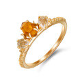 wholesale Metal material: 925 silver gold plated Dunli Jewelry new vintage gemstone ring for women, featuring natural orange garnet and white crystal-0-0