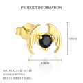 wholesale S925 Sterling Silver Animal Black Zircon Light Luxury Earrings, Women's Fashion Retro Trendy Minimalist Earrings-0-9