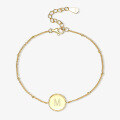 wholesale S925 Sterling Silver Ins Minimalist Smooth 26-Letter Circle Pendant Chain Bracelet Women Simple Fashion Classic-0-9