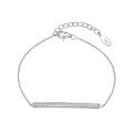 wholesale 925 Sterling Silver One-word Bracelet with Zirconia, Minimalist and Luxurious for Women, Cross-border Europe and America-0-4