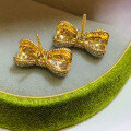 wholesale S925 Sterling Silver All-Over Sparkle Stylish Luxury Bow Ear Studs Fashionable Minimalist Daily Women's Earrings Trendy-0-3