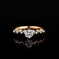 Champagne Gold Plated Silver Moissanite Princess Crown Ring-0-2