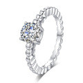 925 Sterling Silver Moissanite Classic 1-Carat Four-Prong Asymmetric Ring for Cross-Border Live Streaming-0-3