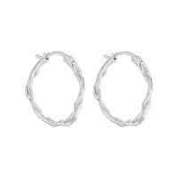 wholesale S925 Sterling Silver Pretzel Twist Hoop Earrings for Women, Minimalist Style, Small and Unique Geometric Silver Earrings-Burnt Silver【Swimming】 925 Silver