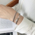 wholesale S925 Sterling Silver Unisex Chain Bracelet with Vintage Charm and Minimalist Style-0-2