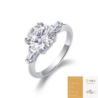 Metal Material Fashion Silver Non-Fading Moissanite Luxury Ring, Custom Processing for Cross-Border Niche Premium Sales.-R15294 Moissanite 3 carats + 2 stones (with GRA certificate)  US size 6/Hong Kong size 13