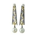 wholesale Black Gold Plated 925 Silver with Certificate Natural 9mm Pearl Earrings for Women, Slimming Long Drop Earrings, Palace Style Ear Accessories-0-4
