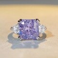 wholesale Sterling Silver 5ct Lavender Purple High CZ Radiant Cut Zircon Ring for Women-0-3