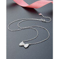 wholesale S925 Sterling Silver Korean Minimalist Fashion Zirconia-Studded Pendant Necklace Set, Versatile Bow Choker for Women-0-2