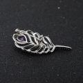 wholesale S925 silver designer natural amethyst feather brooch for elegant evening gown pairing with high-end aesthetic design-0-3