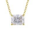 wholesale S925 Sterling Silver New Luxury Paved 4-Carat Radiant Cut White Diamond Collarbone Necklace for Women-0-4