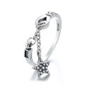wholesale S925 Sterling Silver Retro Chain Adjustable Pentagram Pendant Tassel Ins Minimalist Style Index Finger Ring-0-4