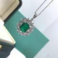 wholesale S925 Sterling Silver Cross-Border Emerald-Cut Collarbone Necklace with High-End Artificial Gemstone Pendant, Factory Direct-0-2