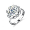 S925 Silver Four-Claw 5ct Moissanite Double Row Wedding Solitaire Ring-0-4
