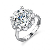 S925 Silver Four-Claw 5ct Moissanite Double Row Wedding Solitaire Ring-5 carats (set with moissanite)  15 yards