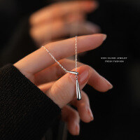 wholesale Sterling Silver Minimalist Geometric Water Droplet Y-necklace With French Fringe And Adjustable Length-Platinum teardrop necklace pure silver