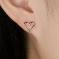 wholesale S925 Sterling Silver Cross-Border Hot-Selling New Korean and European-American Style Hollow Heart Earrings, Peach Heart High-End Women's Jewelry-0-3