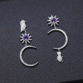 wholesale S925 Silver French Romantic and Light Luxury Designer Earrings with Natural Amethyst Gemstone Ear Studs and Drops-0-3