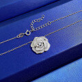 wholesale S925 Silver New Camellia Necklace for Women, Small and Exquisite Chinese Style Pendant Collarbone Necklace, Versatile Accessory for Live Streaming-0-3