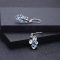 wholesale S925 sterling silver natural topaz earrings, European and American fashion blue sapphire crystal earrings, new style-0-3