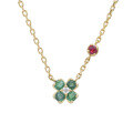 wholesale 10K Gold Japanese Style Natural Emerald Moissanite Flower Necklace Ruby Fresh Collarbone Chain-0-4