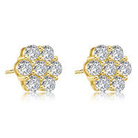 Metal French Light Luxury Lady Earrings, Wholesale Direct.-Exquisite flower earrings in K yellow.