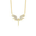 wholesale 925 Sterling Silver Light Luxury Zircon Inlaid Angel Wing Necklace, Women's-0-0