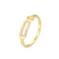 wholesale Wholesale S925 Silver Gold-Plated Zirconia Inlaid Open Ring, Korean and Japanese Style Minimalist Chanel-Inspired Hollow-Out Women's Ring-0-4