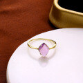 wholesale 9K Gold Japanese Light Luxury New Product, Irregular Amethyst, Rhombus Teardrop Ring, Dropshipping-0-1