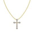 wholesale S925 sterling silver Nordic wedding-style necklace for women, featuring a delicate cross pendant with round zirconia inlay, designed as an elegant collarbone chain-0-6
