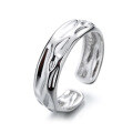 wholesale S925 Sterling Silver Korean-style Light Luxury Textured Lava Open Ring Minimalist Creative Stackable Index Finger Ring for Women-0-4