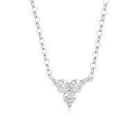 wholesale S925 Sterling Silver Four-leaf Clover And Butterfly Necklace For Women, Minimalist And Elegant Pendant-F3688-Electric Silver 925 Silver