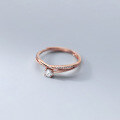 wholesale S925 silver ring for women, Korean-style elegant, row of diamonds,, adjustable open ring J8593-0-4
