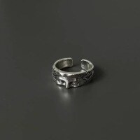 wholesale Antique silver metal Venus mask ring retroopenable adjustabledistressed direct sales-XB042--Venus Half Face Ring