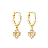 wholesale S925 Sterling Silver Dagger Flower Zircon Ear Climber Ear Cuff Hoop Earrings For Women, Geometric-Gold#3 925 Silver