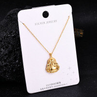S925 Sterling Silver K Gold Pendant Necklace with Gourd and Plain Pi-S925 Sterling Silver YD2-0027BJ 925 Silver