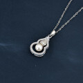 925 Silver Necklace with Pearl, Fashion Gourd Pendant, Simulated Moissanite D Color-0-1