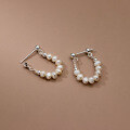 wholesale S925 Sterling Silver U-Shaped Pearl Earrings, Convertible Style for Women, M03162-0-3