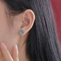 wholesale Metal material first: 2-carat pagoda 7*7 synthetic Paraiba earrings for women, cross-border hot-selling style from Shipei Jewelry-0-3