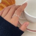 wholesale S925 Sterling Silver ECG Wave Ring for Women, Minimalist Geometric Line Ring, New Trend-0-0