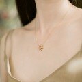 wholesale S925 Silver New Synthetic Citrine Geometric Japanese Light Luxury Iridescent Sky Cubic Zirconia Necklace-0-1