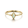 wholesale S925 Sterling Silver Gold-Plated Natural Opal Ring for Women, Minimalist and Fashionable OL Simple Australian Opal Ring, Dunli Wholesale-0-4