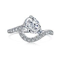 wholesale S925 Sterling Silver Korean Japanese Light Luxury Pear-shaped Zircon Hand-set High-end Ins Style Fashion Closed Adjustable Ring for Women-White DY120776-SW-WH 8