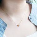 wholesale S925 Silver Plated 14k Gold Metal Material, Fresh, Sweet, Niche, Cute Style Teardrop Citrine Necklace-0-2