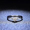 Silver Moissanite Ring Four Prong Sparkling Diamond for Women-0-0