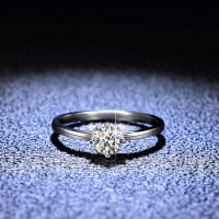 Silver Moissanite Ring Four Prong Sparkling Diamond for Women-50 points (set with D color moissanite)  Size 16